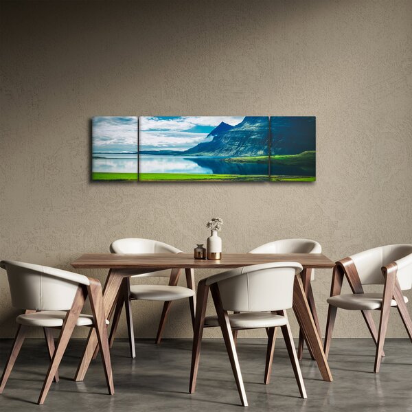 Obraz jezera s horami (170x50 cm)