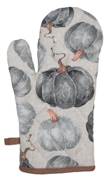 Šedo-béžová bavlněná chňapka s dýněmi Country Style Pumpkin – 18x30 cm