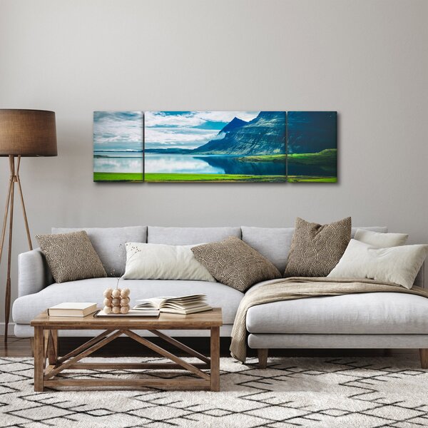 Obraz jezera s horami (170x50 cm)
