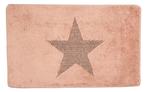 Starorůžová koupelnová předložka s hvězdou L – 78x48x1 cm