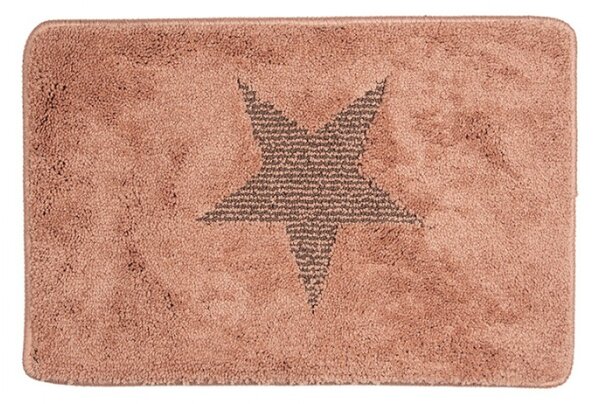 Starorůžová koupelnová předložka s hvězdou M – 58x38x1 cm