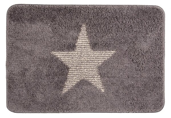 Šedá koupelnová předložka s hvězdou M – 58x38x1 cm