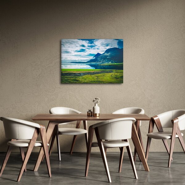 Obraz jezera s horami (70x50 cm)