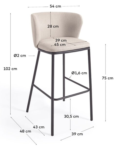 Béžová barová židle 102 cm Ciselia – Kave Home