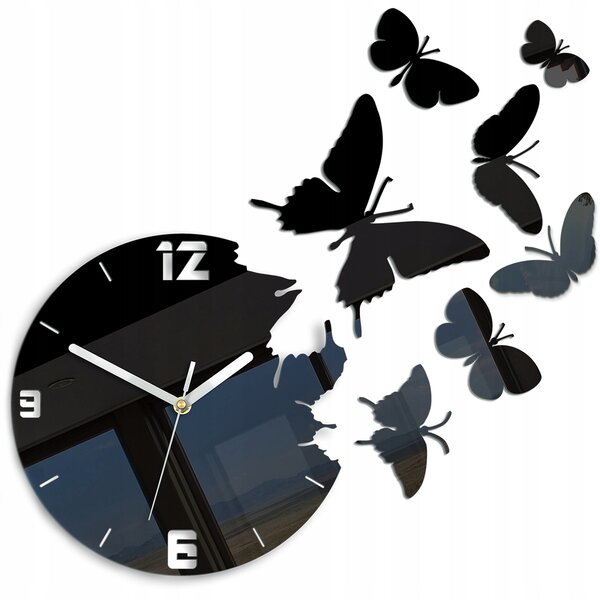 Nástěnné hodiny ModernClock - MOTÝLI ČERNÍ DIY