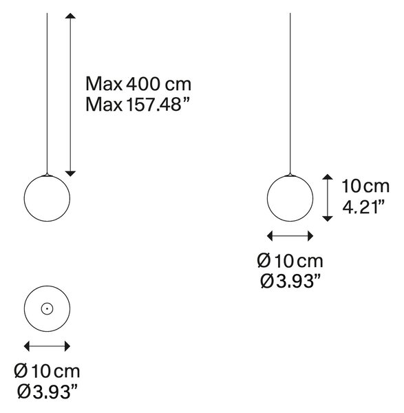 Lodes Designové závěsné LED svítidlo RANDOM SOLO, 1W, ø 10 cm, CRI90 Teplota světla: 2700K, Barva stínidla: Transparentní, Barva kabelu: transparentní