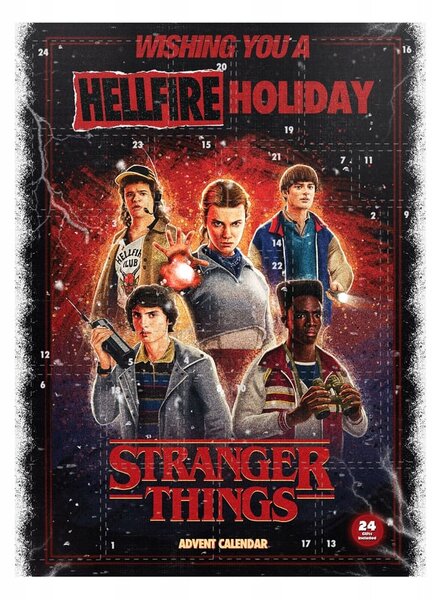 Adventní kalendář Stranger Things stojící obdélníkový s hračkami