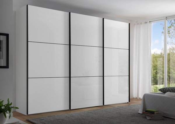 SKŘÍŇ S POSOUVACÍMI DVEŘMI, bílá, 249/222/68 cm Moderano - Šatní skříně