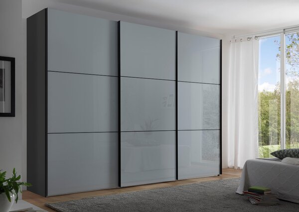SKŘÍŇ S POSUVNÝMI DVEŘMI, světle šedá, tmavě šedá, 249/222/68 cm Moderano - Šatní skříně