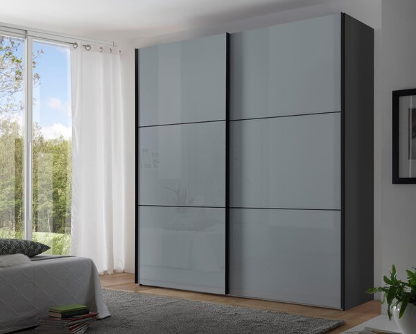 SKŘÍŇ S POSOUVACÍMI DVEŘMI, světle šedá, tmavě šedá, 167/222/68 cm Moderano - Šatní skříně