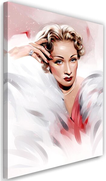 Obraz na plátně Marlene Dietrichová v bílém kožichu - Dmitry Belov Rozměry: 40 x 60 cm