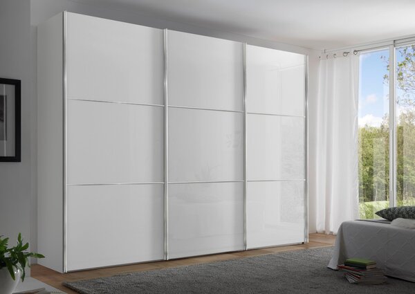 SKŘÍŇ S POSOUVACÍMI DVEŘMI, bílá, 249/222/68 cm Moderano - Šatní skříně