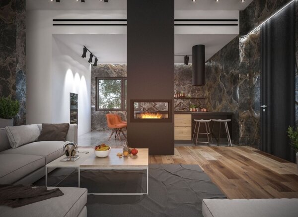 InFire - Vestavěný BIO krb 90x50 cm 3kW oboustranný