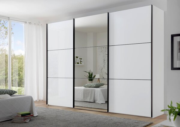 SKŘÍŇ S POSOUVACÍMI DVEŘMI, bílá, 249/222/68 cm Moderano - Šatní skříně