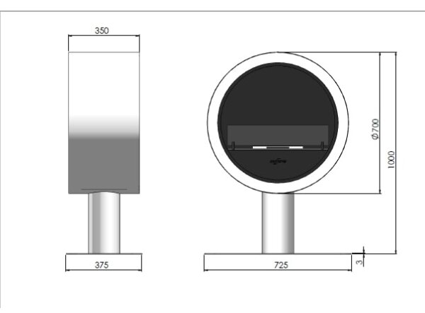 InFire - BIO krb pr. 70 cm 3kW černá