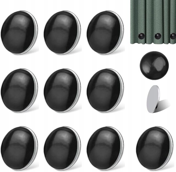10 PÁRŮ MAGNETICKÝCH ZÁVAŽÍ ČERNÉ BARVY NA ZÁCLONY ROLETY ZÁVĚSY UBRUSY