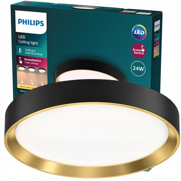 Philips Hanno LED Stropní Svítidlo Stropní Svítidlo 24W 2700lm 2700K SceneSwitch černé