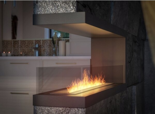 InFire - Rohový BIO krb 120x50 cm 3kW oboustranný