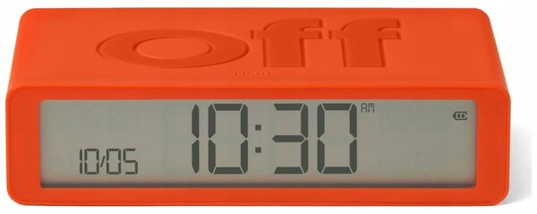 Oboustranný budík Lexon Flip Classic s USB-C nabíjením, akumulátorový, oranžový