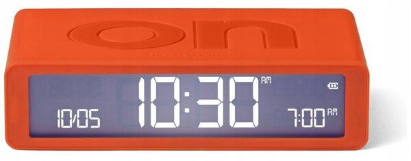 Oboustranný budík Lexon Flip Classic s USB-C nabíjením, akumulátorový, oranžový