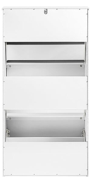 SoBuy FSR165-H-W Vyklápěcí botník se 3 výklopnými přihrádkami Sklápěč bot Komoda na boty Bílá 61 x 120 x 26 cm