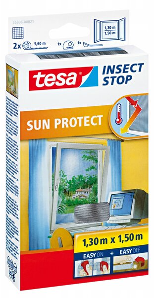Moskytiéra na sluneční okno tesa, okenní síť 1,3 x 1,5 m, černá