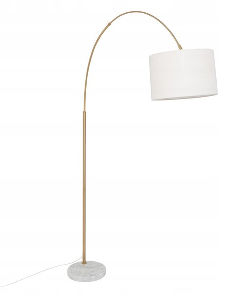 STOJACÍ LAMPA PODLAHOVÁ VYSOKÁ ZLATÁ 195 cm BÍLÉ STÍNIDLO DO OBÝVÁKU