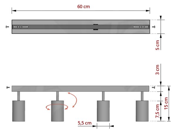 Stropní svítidlo Luxolar černé kovové 4xGU10 moderní