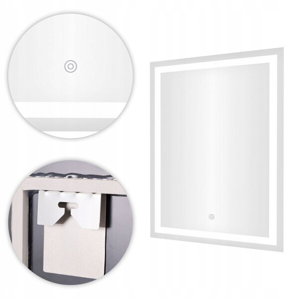 Zrcadlo do koupelny LED nástěnné 50x70 cm 3 barvy dotykový spínač ModernHome