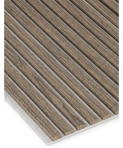 Dřevěný akustický panel, 2400 x 600 mm, B2BP005, balení 5 ks, dub mořený