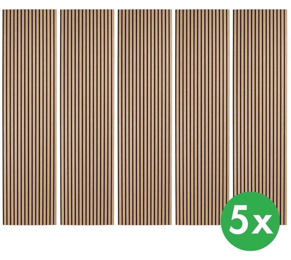 Dřevěný akustický panel, 2400 x 600 mm, B2BP004, balení 5 ks, dub