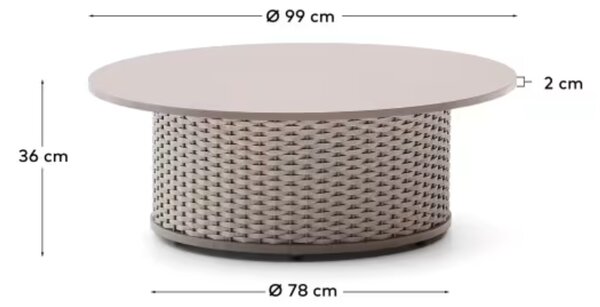Béžovošedý zahradní konferenční stolek Kave Home Sedalis 99 cm