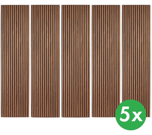 Dřevěný akustický panel, 2400 x 600 mm, B2BP010, balení 5 ks, zlatý teak