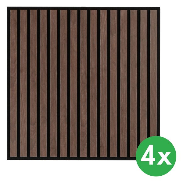 Dřevěný akustický panel pro stropní rastrovou konstrukci, 595 x 595 mm, B2BP007, balení 4 ks, ořech