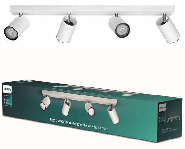 Stropní svítidlo přisazené Philips 5,5 W patice GU10, délka 62,8 cm, bílé