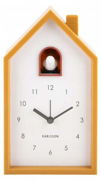 NÁSTĚNNÉ HODINY S KUKAČKOU DOMEČEK 12 x 20 x 6 cm ŽLUTÉ NA BATERIE