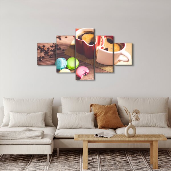 Obraz kávy a makronek (125x70 cm)