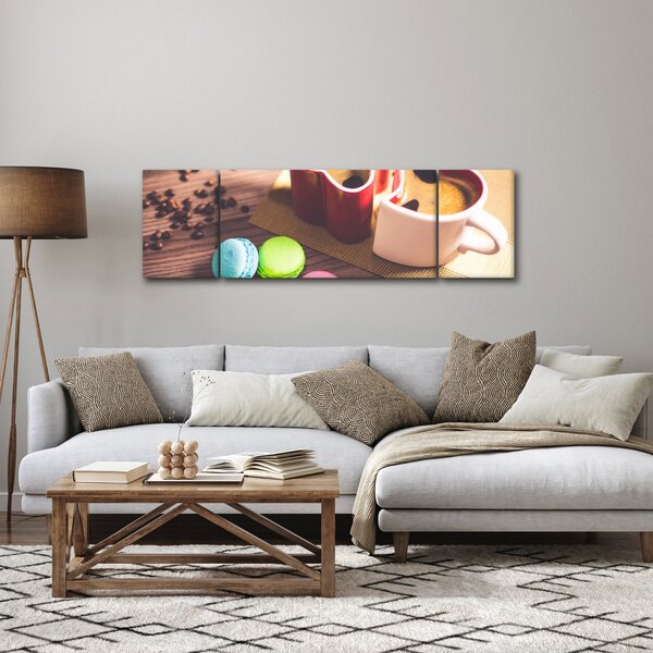 Obraz kávy a makronek (170x50 cm)