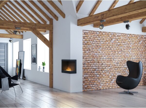 InFire - Rohový BIO krb 45x60 cm 3kW černá