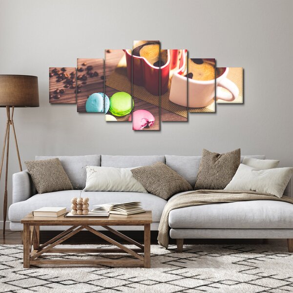 Obraz kávy a makronek (210x100 cm)