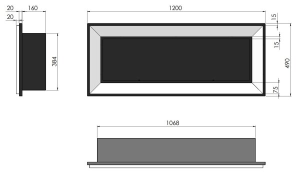 InFire - Vestavěný BIO krb 49x120 cm 3kW černá