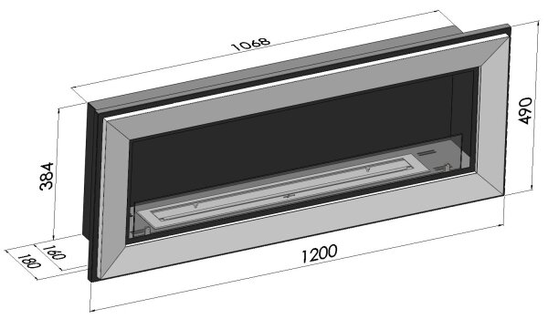InFire - Vestavěný BIO krb 49x120 cm 3kW černá