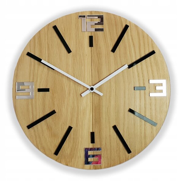 Nástěnné hodiny MARCO 33 cm Zrcadlově černé – klasický design