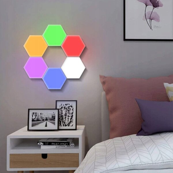 BOT Modulární inteligentní LED nástěnné svítidlo hexagon H1 RGB, 6 panelů