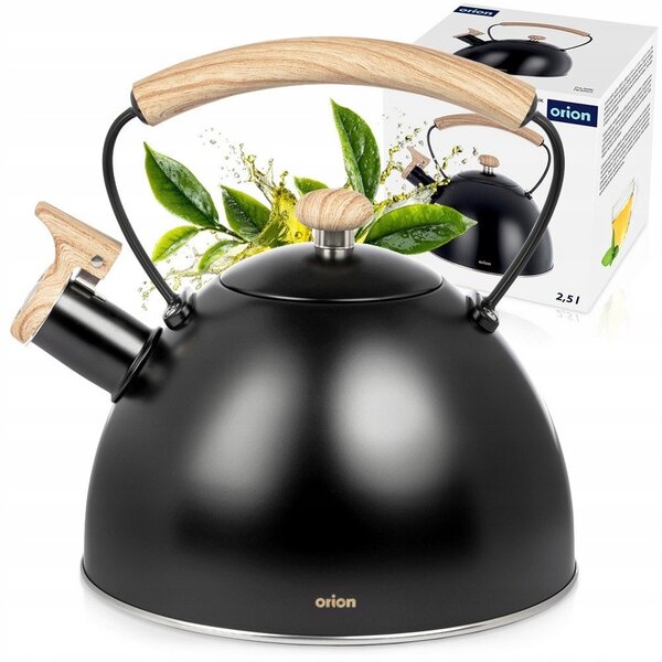 Konvice s píšťalkou, černá BLACK, 2,3 l