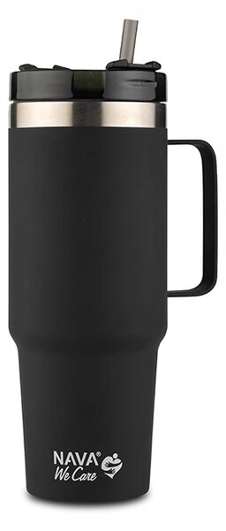 NAVA termohrnek s brčkem 900 ml černý We Care