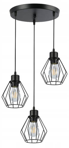 Lampa sufitowa wisząca żyrandol LED 3x E27 svítidlo LOFT drátěný diamant