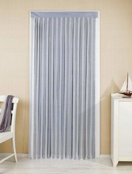 Závěs na dveře Maximex, polyester, 90 x 200 cm, bílo-šedý, pruhy