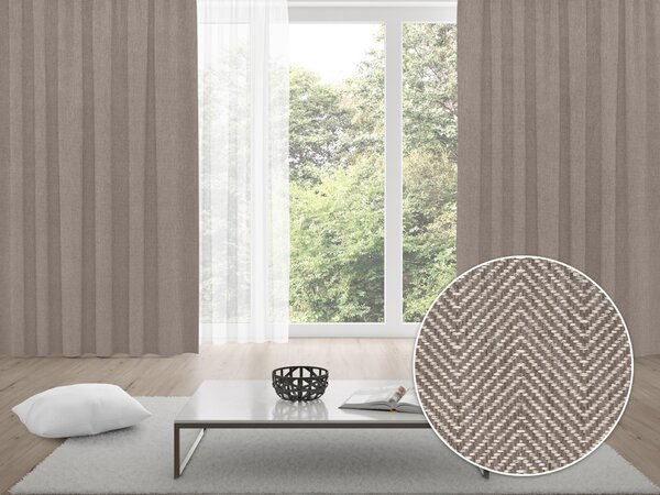 Biante 100% zatemňovací závěs Blackout BKM-302 Šedohnědé cik-cak proužky - šířka 140 cm 140x140 cm