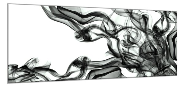 Obraz skleněný abstraktní černý kouř - 34 x 72 cm
